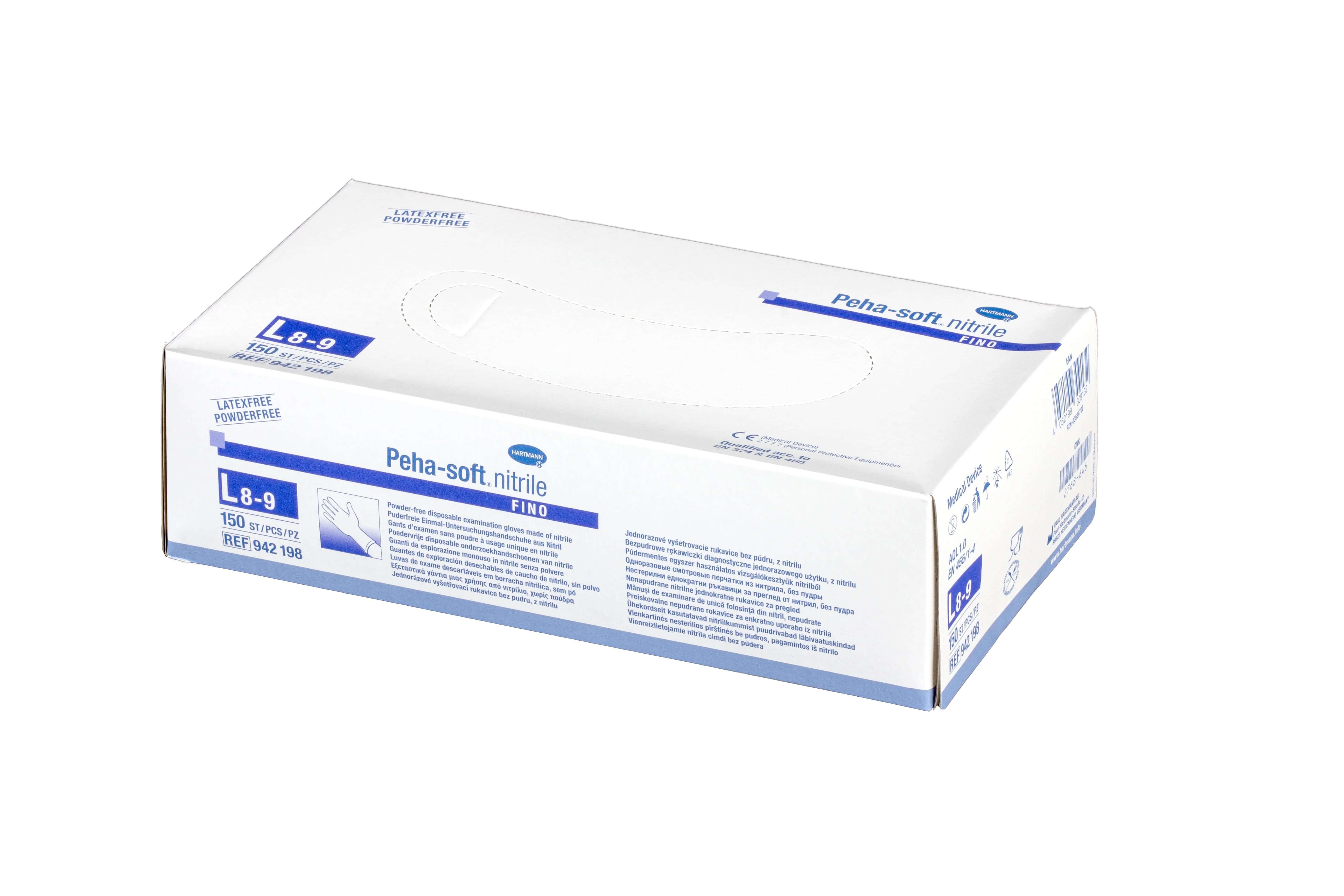 Rękawice PEHA-SOFT  diagnostyczne nitrile fino rozmiar L, 150 szt.