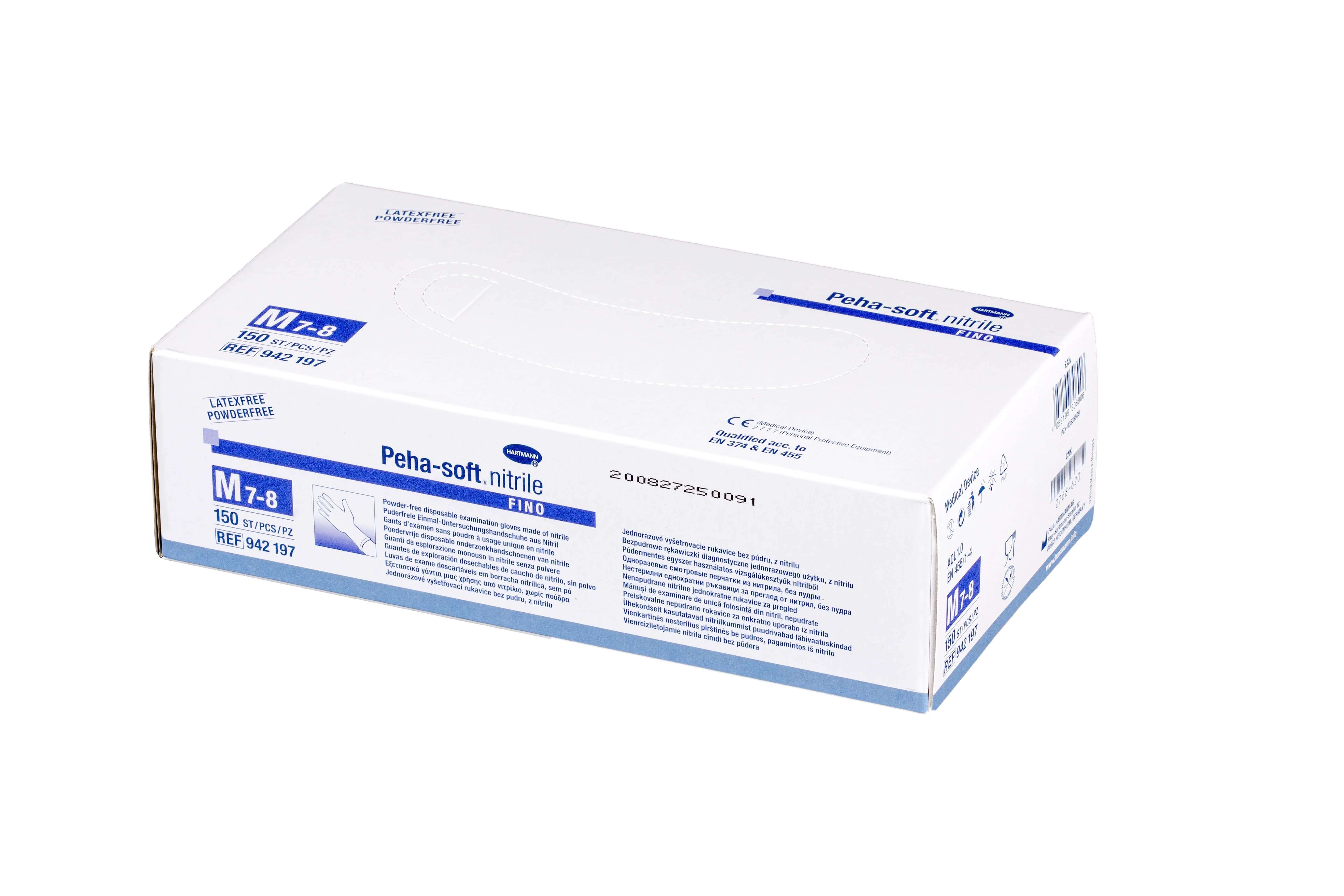 Rękawice PEHA-SOFT  diagnostyczne nitrile fino rozmiar M, 150 szt.