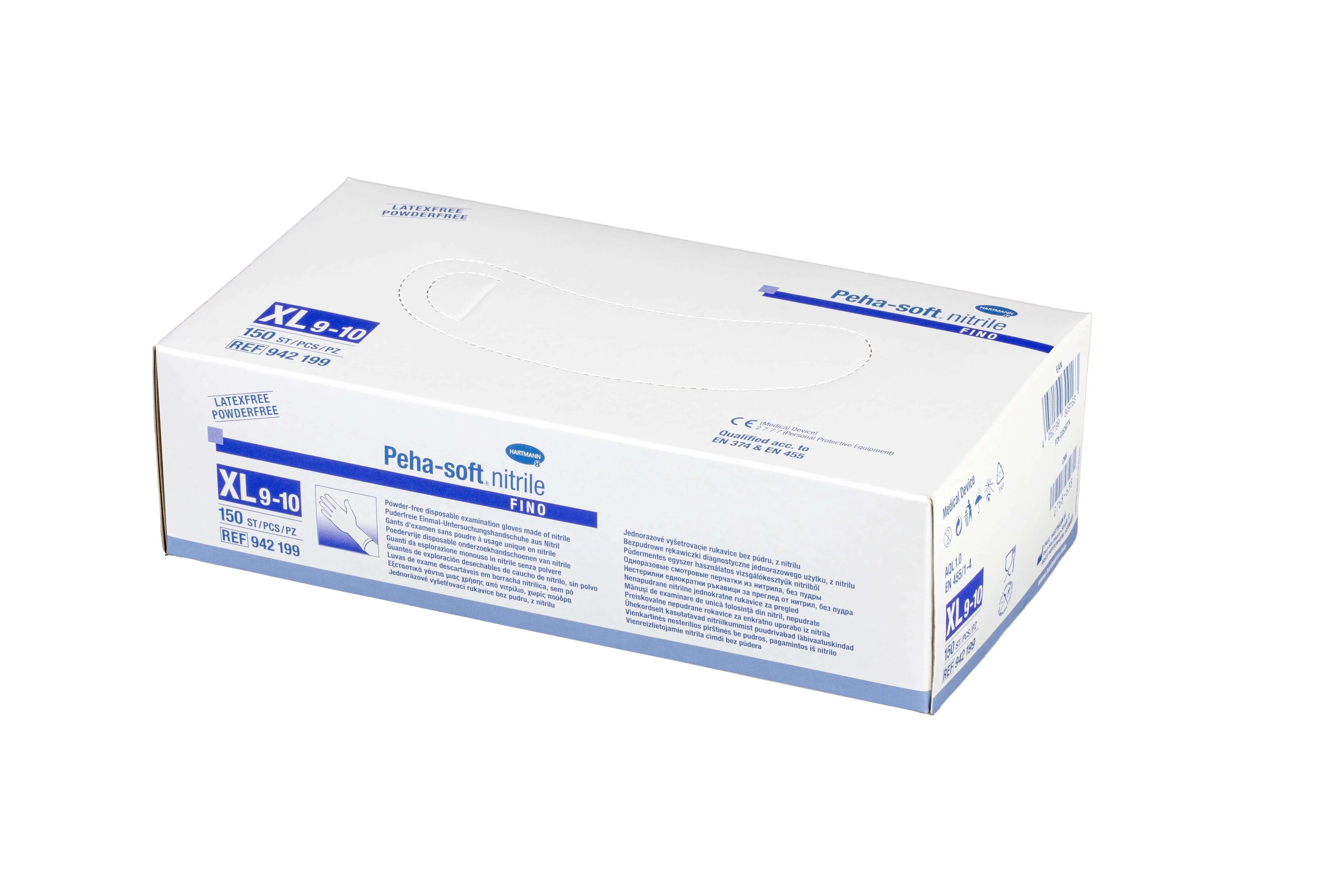 Rękawice PEHA-SOFT  diagnostyczne nitrile fino rozmiar XL, 150 szt.