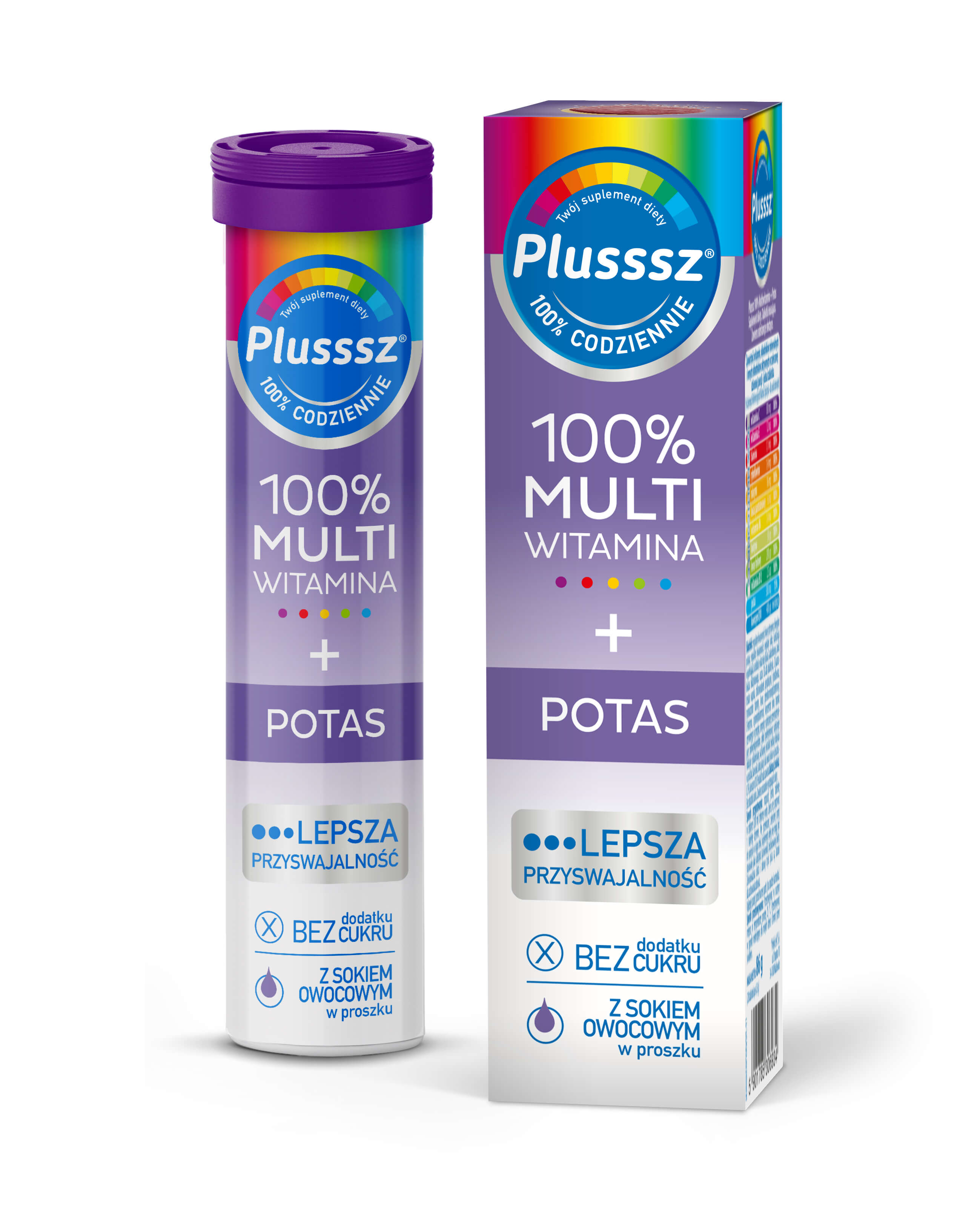 Plusssz 100% Multiwitamina + Potas, tabletki musujące z witaminami, 20 szt.