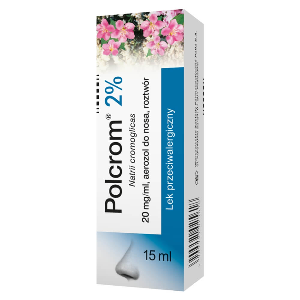 Polcrom 2%, aerozol do nosa o działaniu przeciwalergicznym, 15 ml