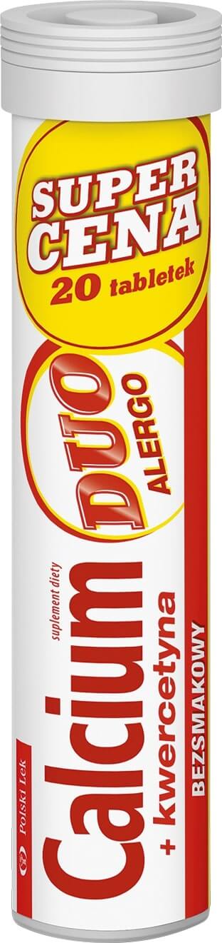 Calcium Duo Alergo + kwerycytyna , tabletki musujące bezsmakowe, 20 szt.