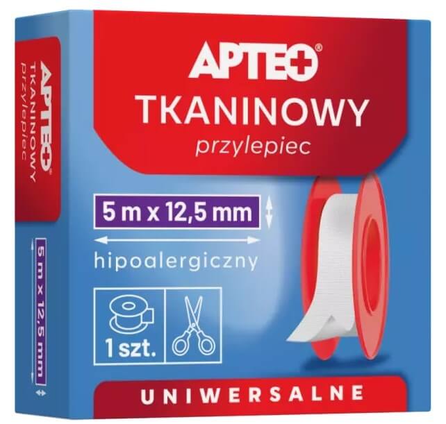 Przylepiec tkaninowy hipoalergiczny APTEO pl, 5 m x 12,5 mm, 1 szt.