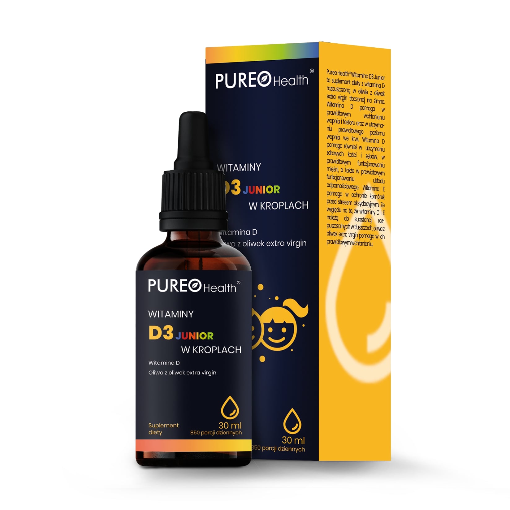 PUREO Health Witamina D3 Junior, krople dla dzieci, 30 ml