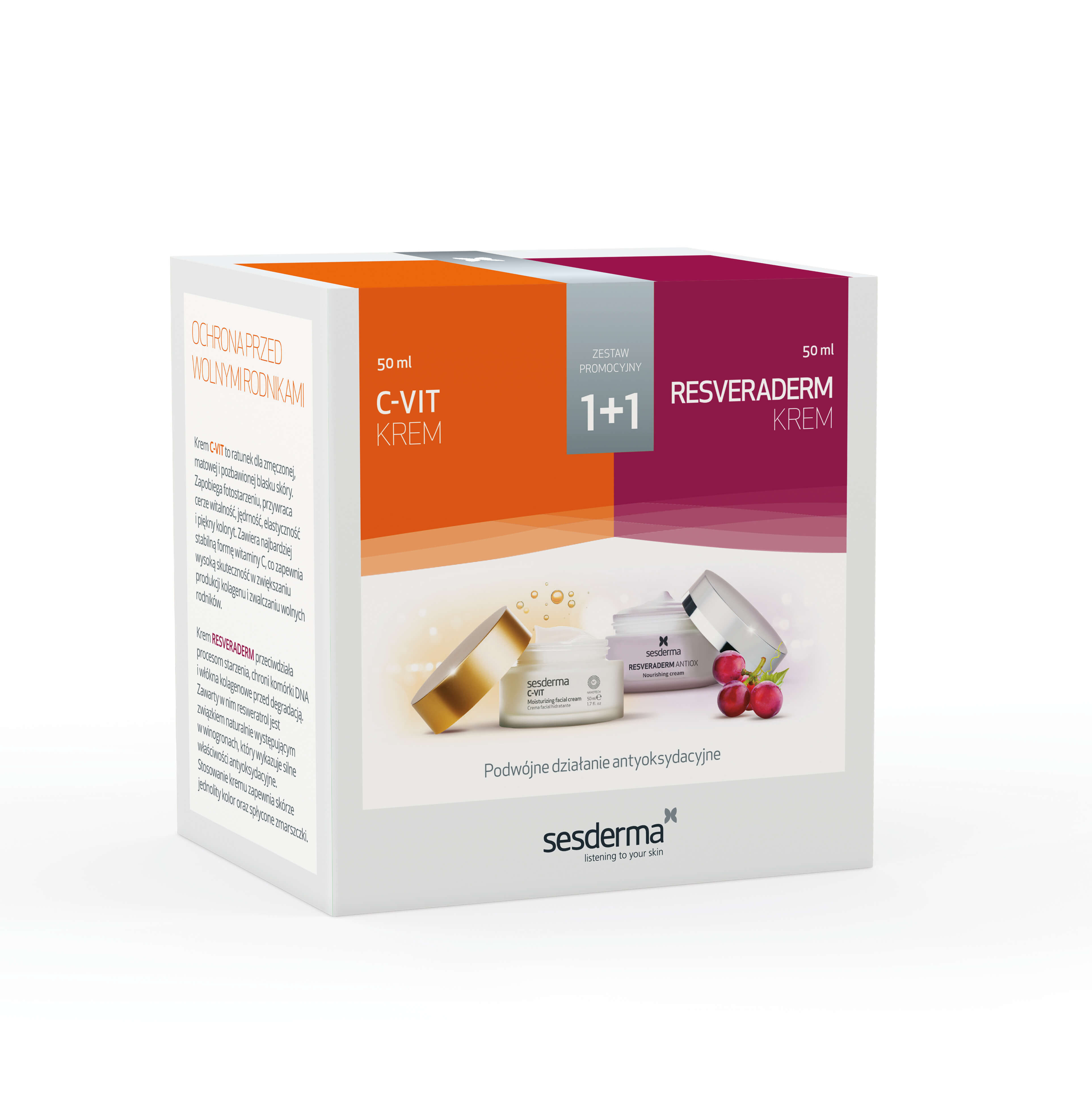 SESDERMA S.L. SESDERMA ZESTAW 1+1, zestaw: C-VIT krem – 50 ml + RESVERADERM krem – 50 ml