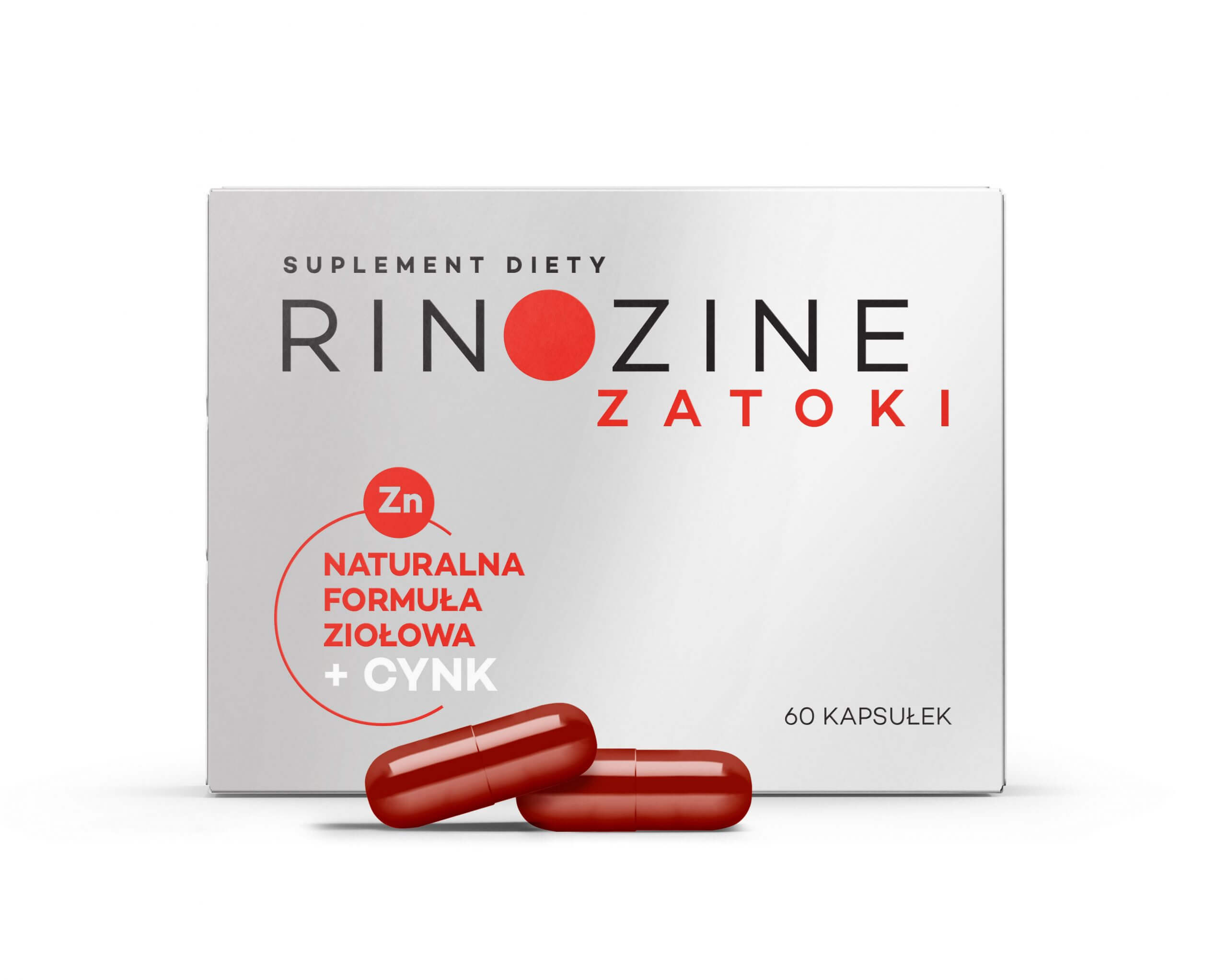Rinozine Zatoki, kapsułki ze składnikami wspomagającymi organizm w przypadku infekcji górnych dróg oddechowych, 60 szt.