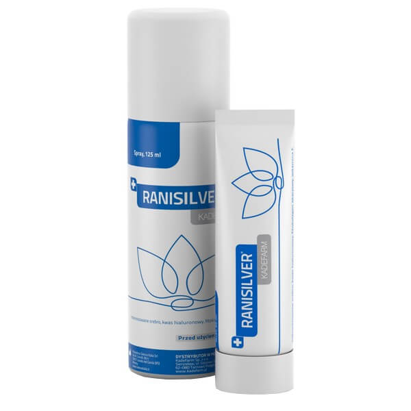 Ranisilver spray Kadefarm  wspomagający w leczeniu powierzchownych uszkodzeń skórnych, 125 ml
