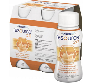 Zestaw Resource 2.0 smak ananas-mango , płyn w stanach niedożywienia, 4 x 200 ml