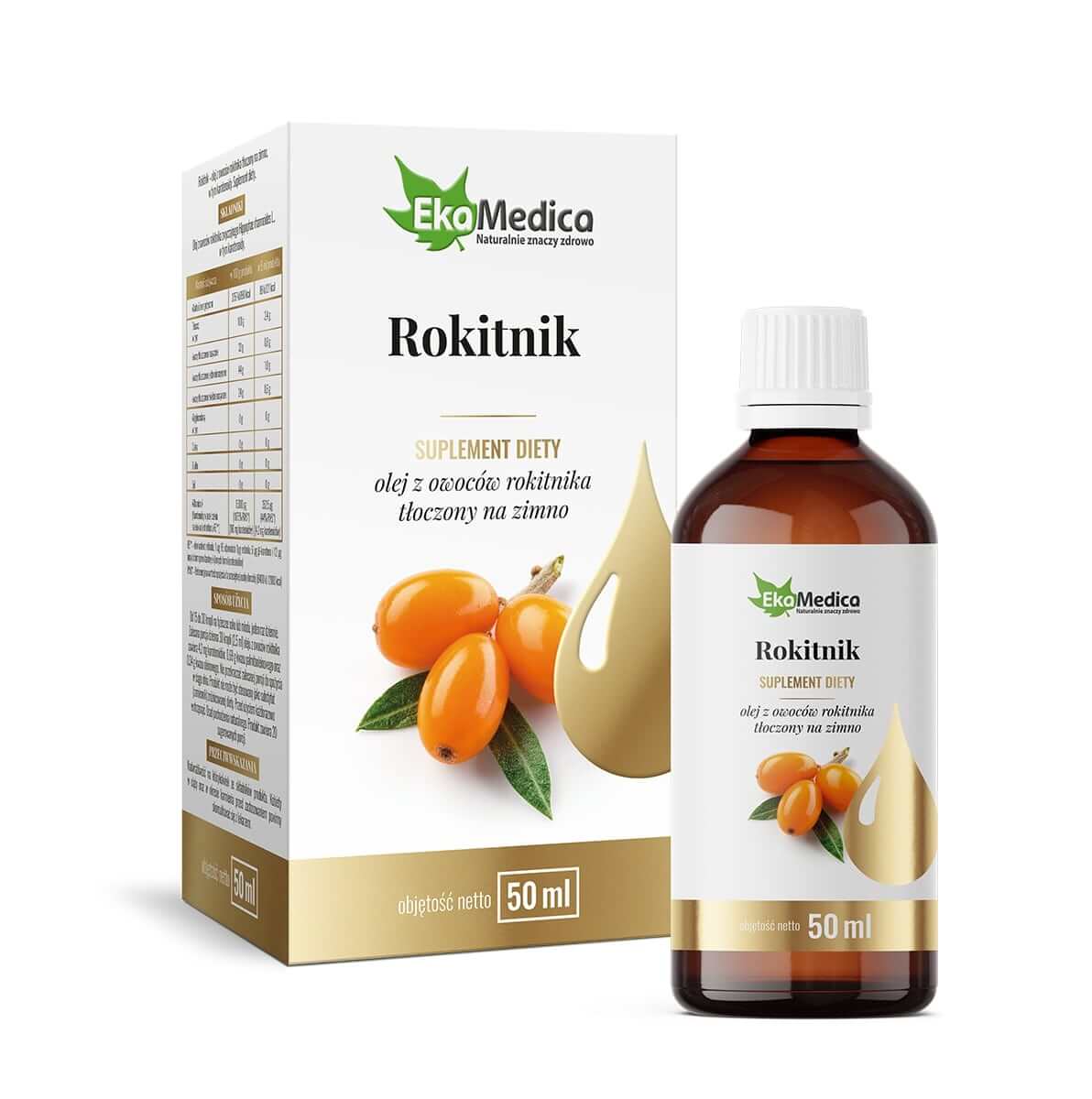 EkaMedica Rokitnik  olej z owoców tłoczony na zimno, 50 ml