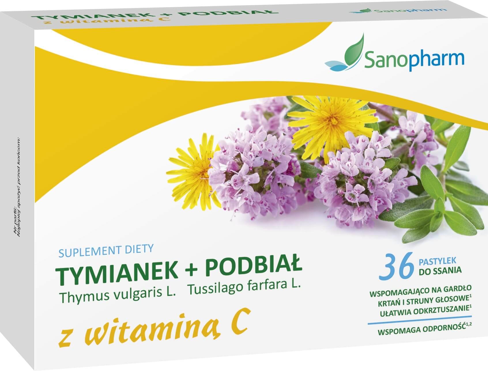 Tymianek + Podbiał  pastylki z witaminą C, 36 szt.