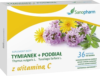 Tymianek + Podbiał , pastylki z witaminą C, 36 szt.