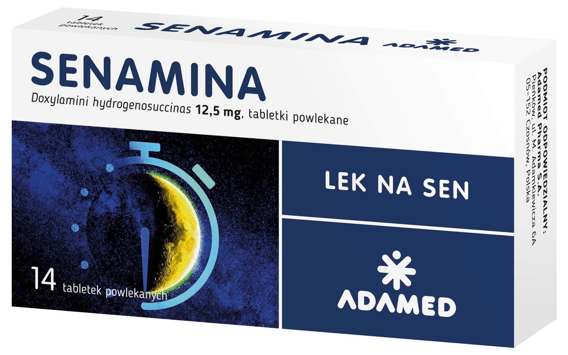 Senamina tabletki powlekane wspomagające zasypianie, 14 szt.