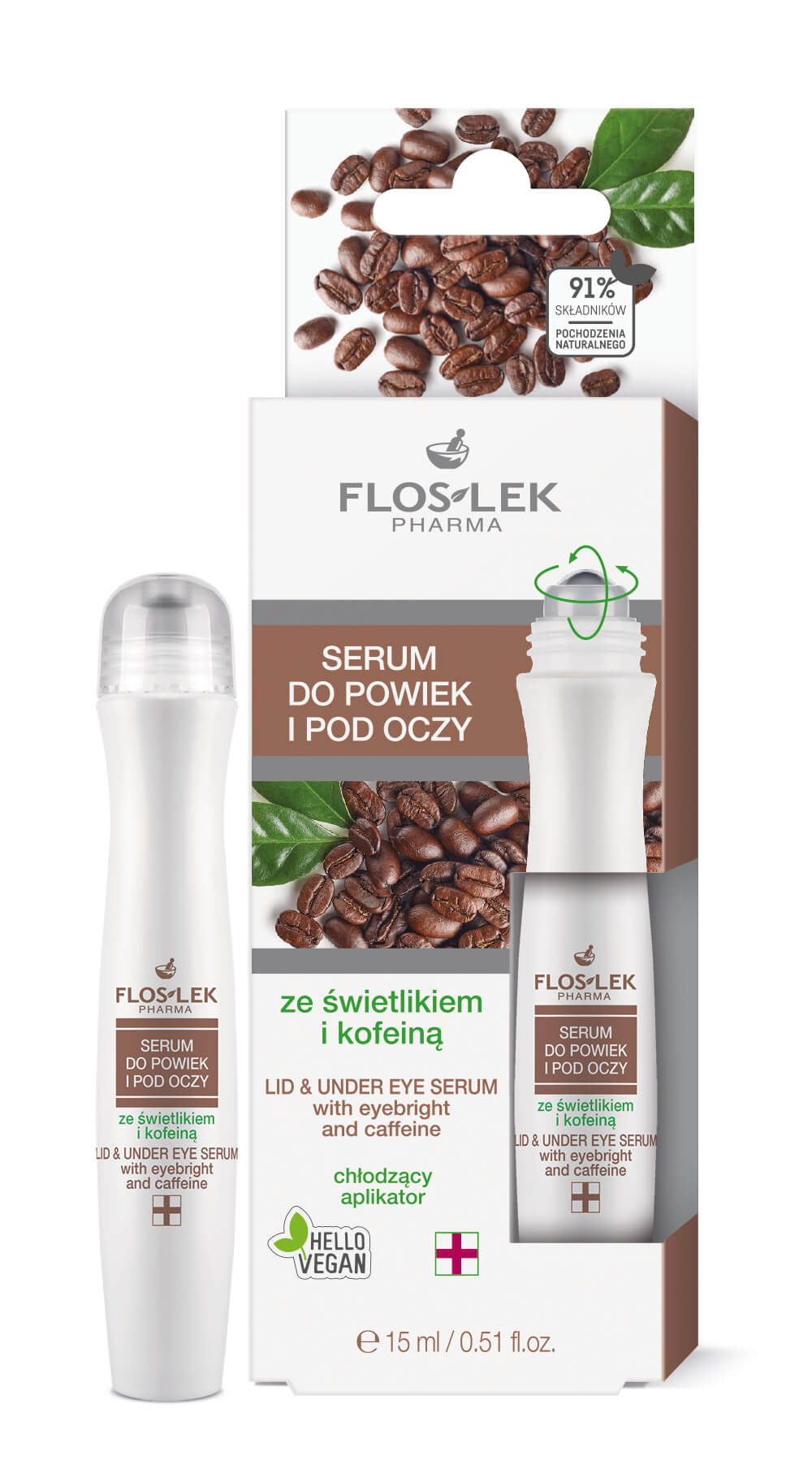 Flos-Lek Serum  do powiek i pod oczy ze świetlkiem i kofeiną, 15 ml
