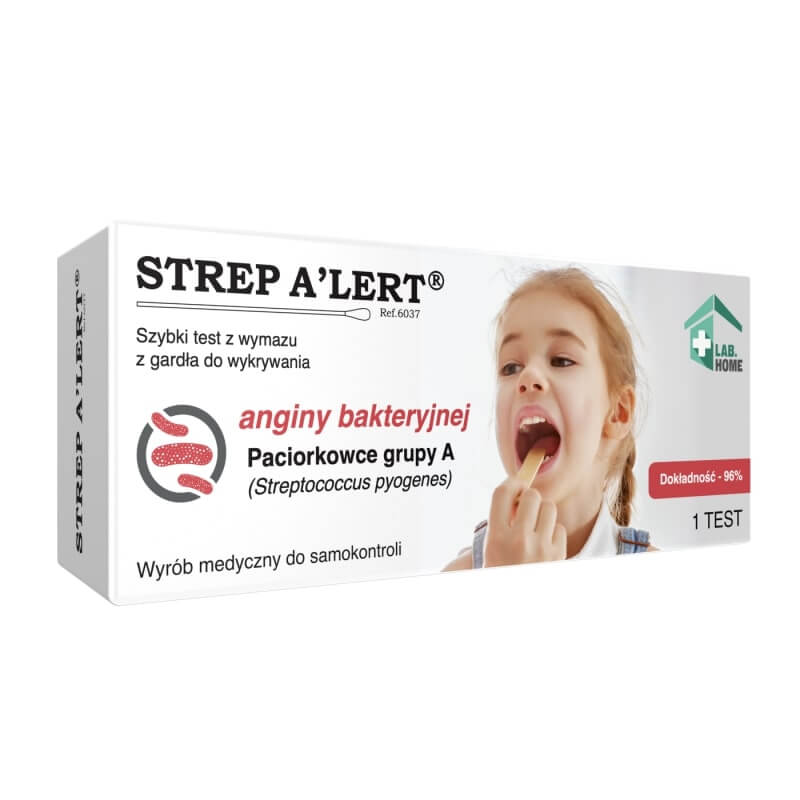 Test na paciorkowce STREP A'LERT , do wykrywania anginy bakteryjnej, 1 szt.