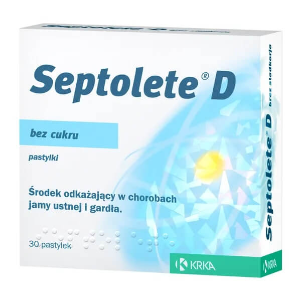 Septolete D pastylki do ssania na stany zapalne jamy ustnej, bez cukru, 30 szt.
