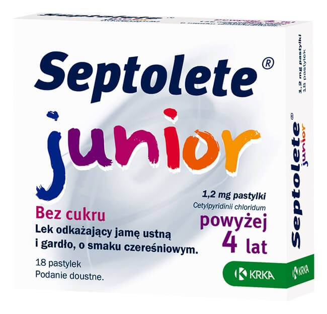 Septolete Junior, pastylki twarde o smaku czereśniowym, 18 szt.