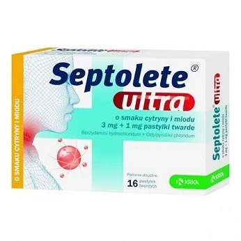 Septolete Ultra, pastylki do ssania o smaku miodu i cytryny, 16 szt.
