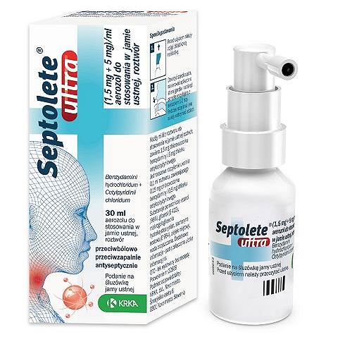 Septolete Ultra aerozol wspomagający w stanach zapalenia jamy ustnej i gardła, 30 ml 