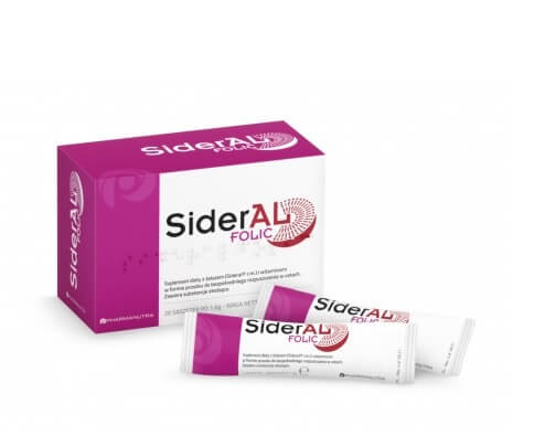 SiderAL Folic  proszek w saszetkach z żelazem i witaminami, 20 szt.