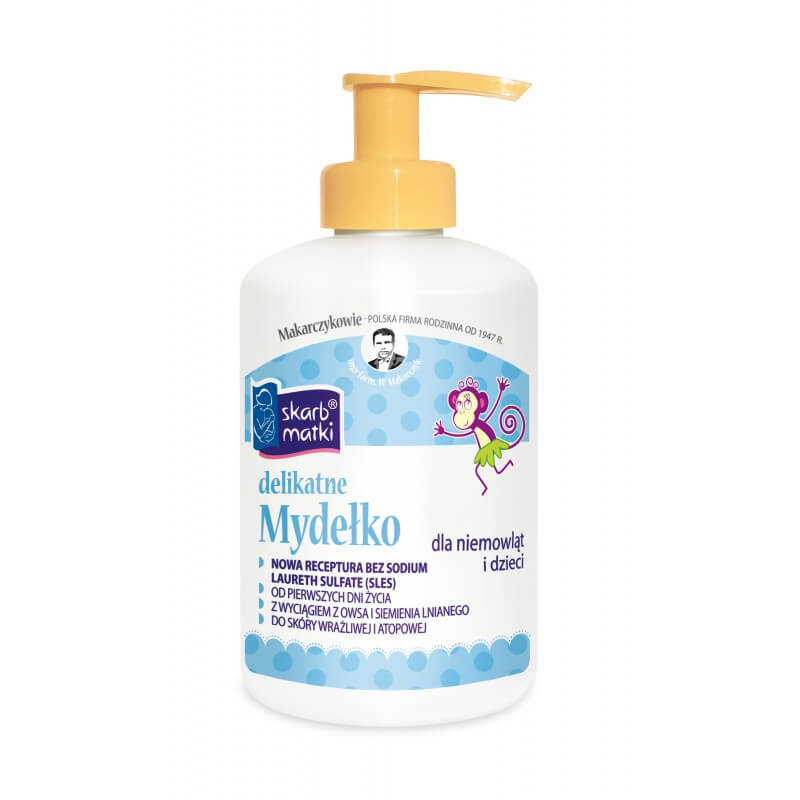 Skarb Matki Delikatne Mydełko do mycia ciała, rączek i buzi dla dzieci i niemowląt, 275 ml