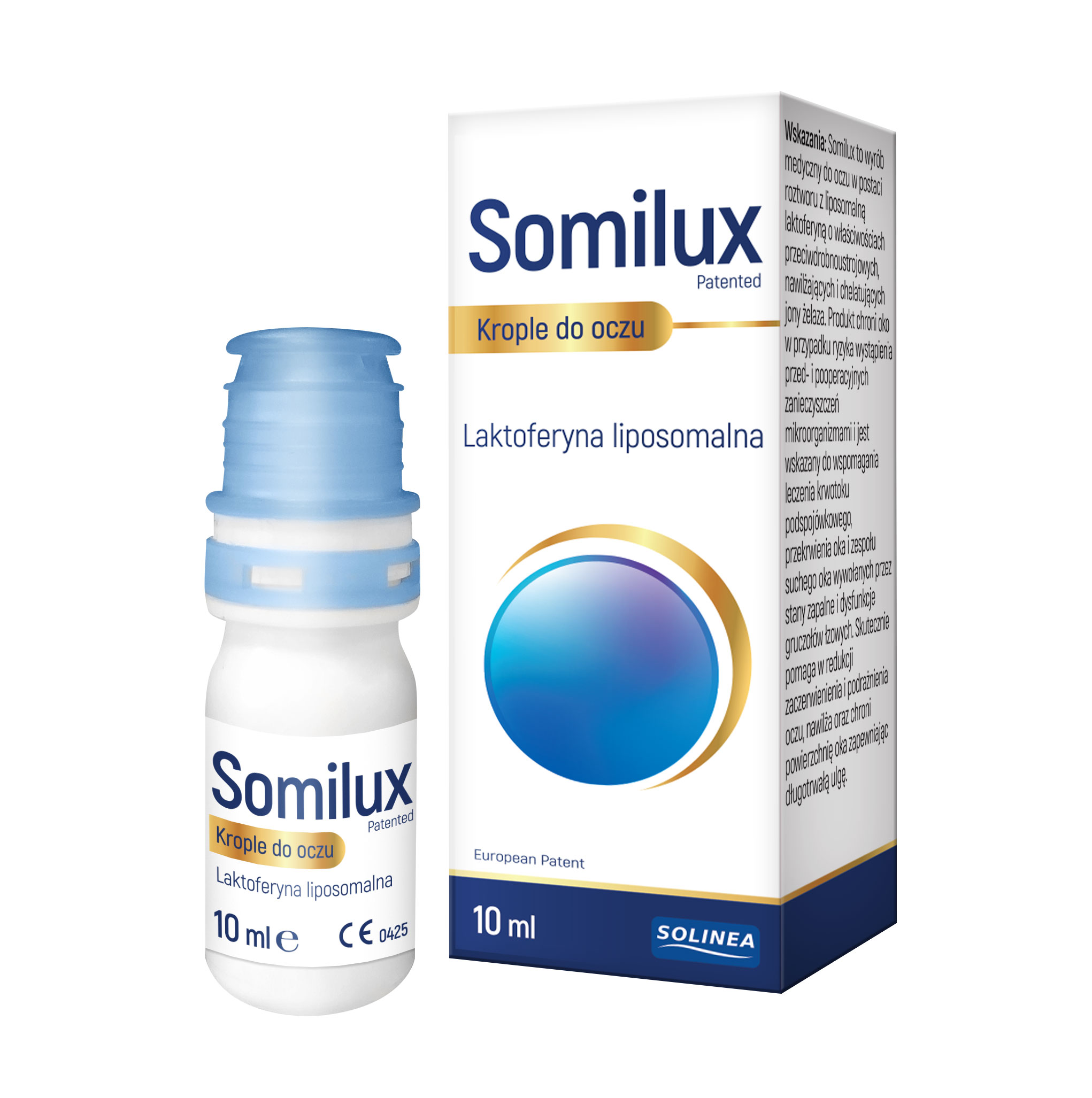 Somilux  krople do oczu z laktoferyną liposomalną o właściwościach nawilżających, 10 ml