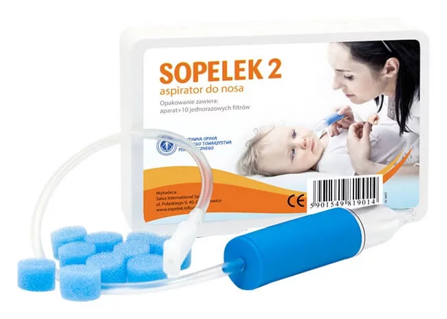 SOPELEK 2  aspirator do nosa aparat + 10 jednorazowych filtrów