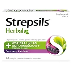 Strepsils Herbal  pastylki z witaminą C i cynkiem o smaku bzu czarnego i jeżówki, 24 szt.
