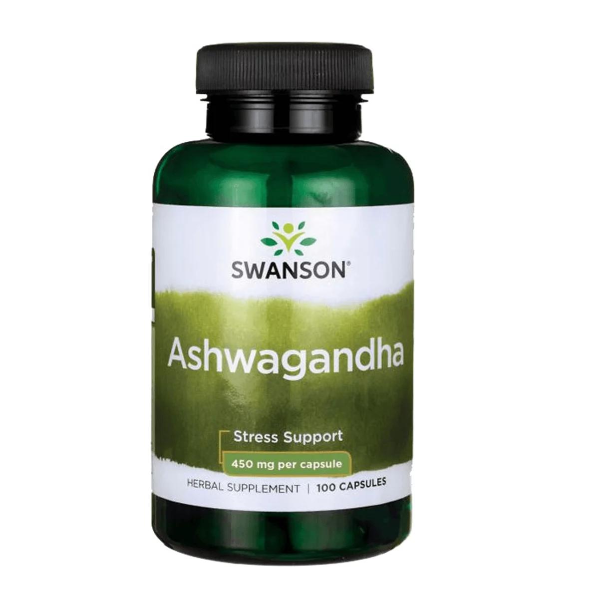 Swanson Ashwagandha 450 mg, kapsułki ze składnikami w okresach wzmożonego napięcia nerwowego, 100 szt.