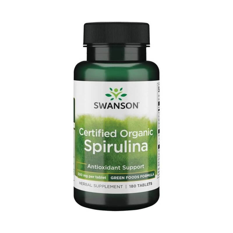 Swanson Spirulina Certified Organic, tabletki ze składnikami wspierającymi funkcjonowanie układu odpornościowego, 180 szt.