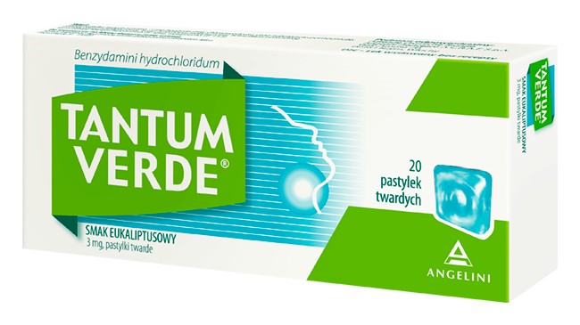 Tantum Verde , tabletki na stan zapalny jamy ustnej o smaku eukaliptusowym, 20 szt.