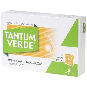 Tantum Verde, tabletki na stan zapalny jamy ustnej o smaku miodowo-pomarańczowym, 30 szt.