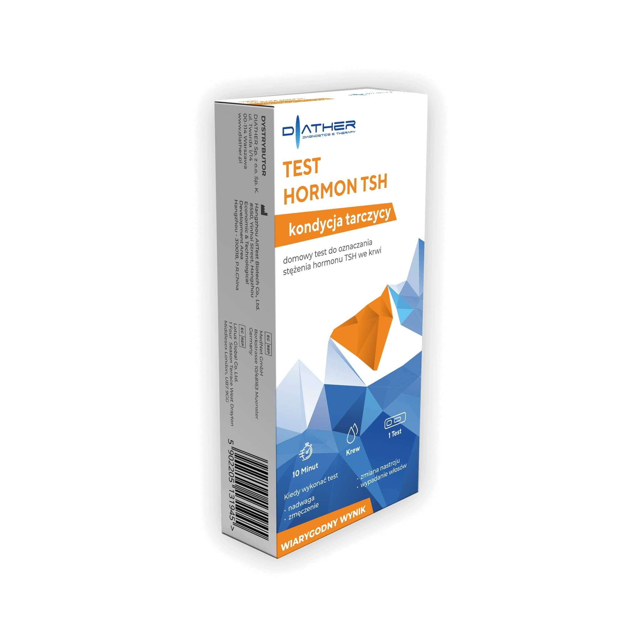 Test Hormon TSH  domowy do oznaczania poziomu hormonu tarczycy, 1 szt.