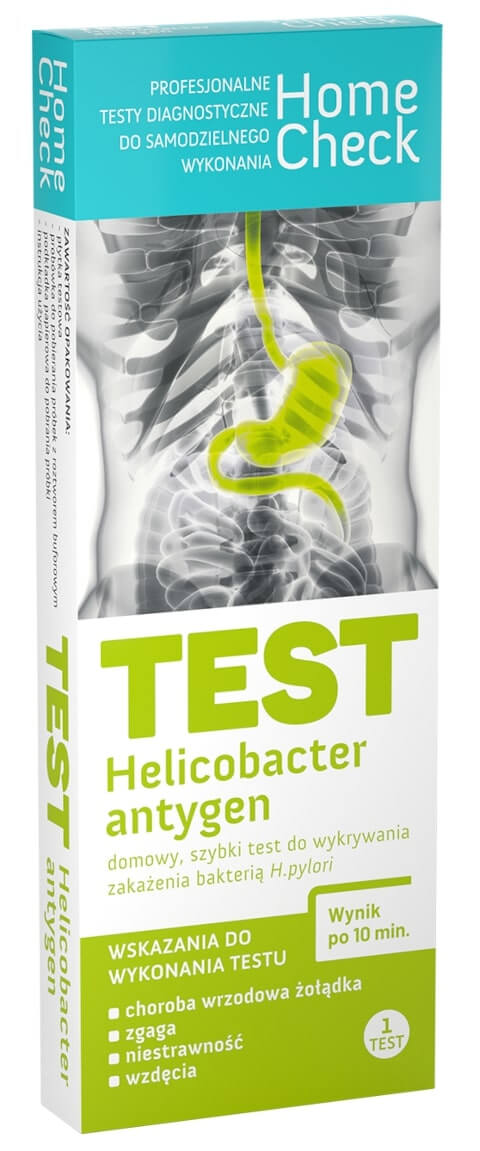Home Check TEST Helicobacter antygen  domowy szybki, do wykrywania zakażenia bakterią H. pylori, 1 szt.