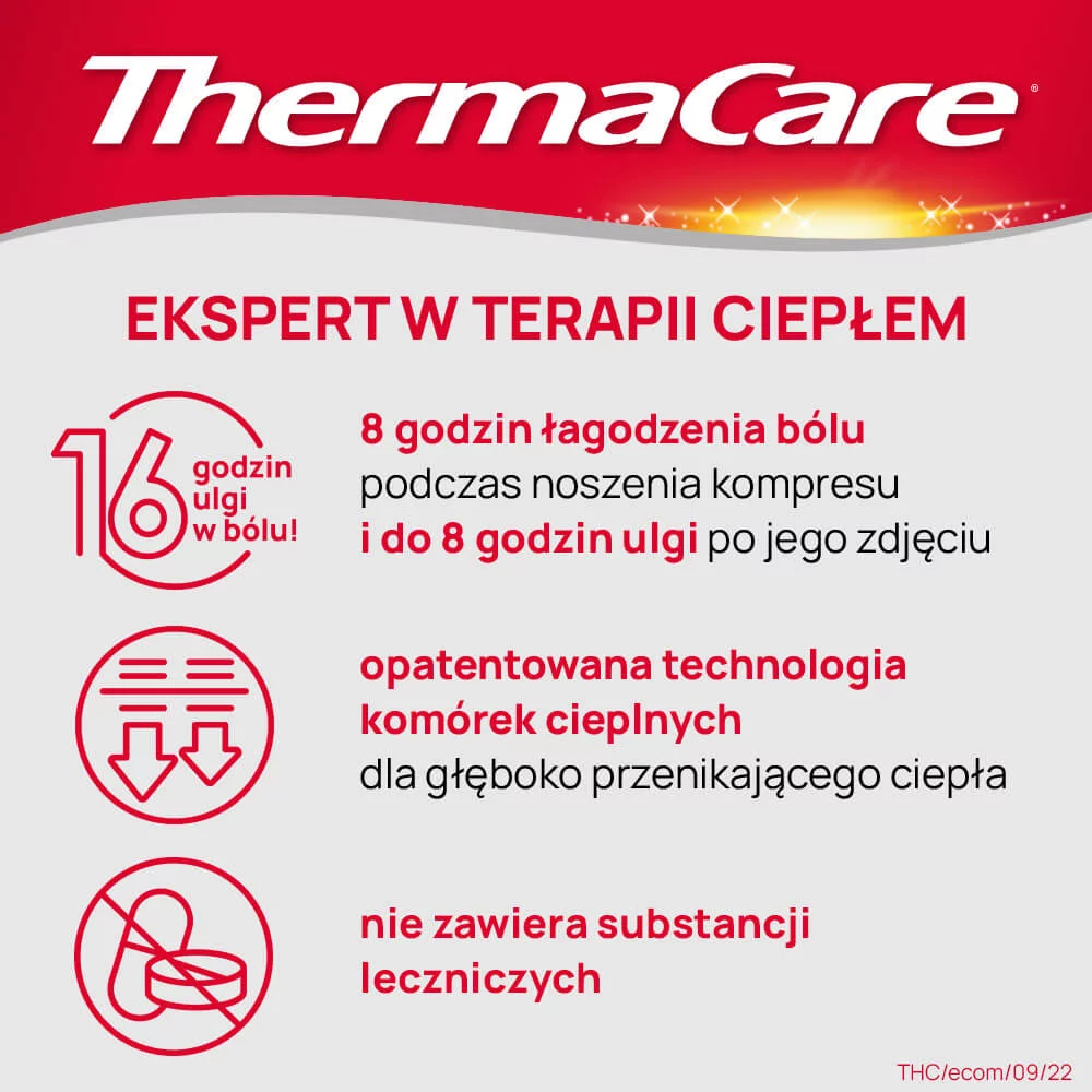 ThermaCare, kompresy rozgrzewające łagodzące ból dolnych okolic pleców, 4 szt.