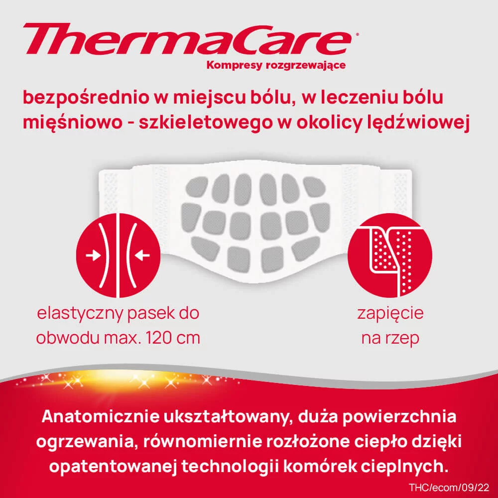 ThermaCare, kompresy rozgrzewające łagodzące ból dolnych okolic pleców, 4 szt.