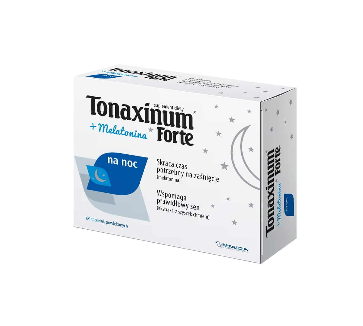 Tonaxinum Forte + Melatonina na noc , tabletki ze składnikami wspomagającymi prawidłowy sen, 60 szt. KRÓTKA DATA 31.07.2026