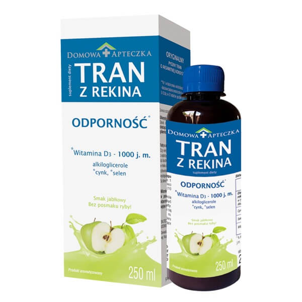 Tran z Rekina , płyn o smaku jabłkowym ze składnikami wspierającymi odporność, 250 ml