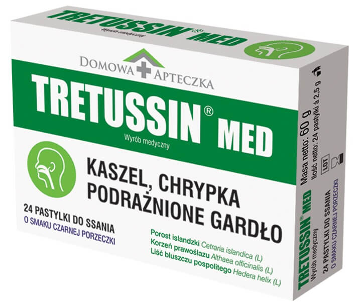 Tretussin Med, pastylki do ssania na podrażnione gardło, 24 szt.
