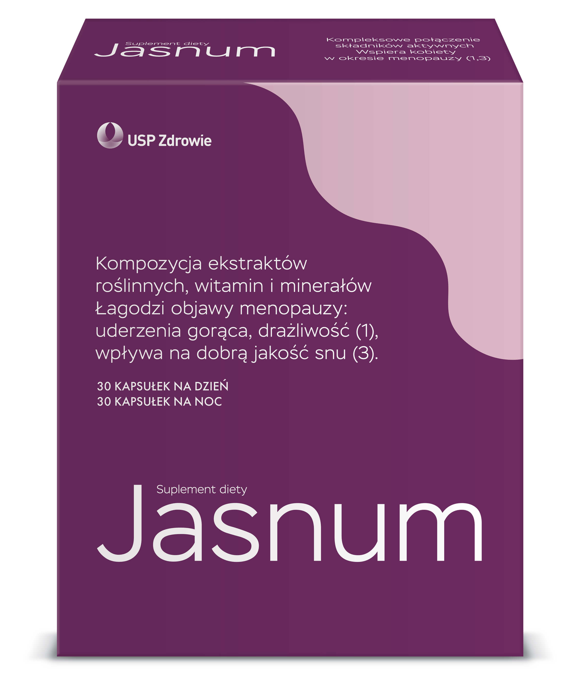 Jasnum, kapsułki dla kobiet ze składnikami łagodzącymi objawy menopauzy, 30 szt. na dzień + 30 szt. na noc