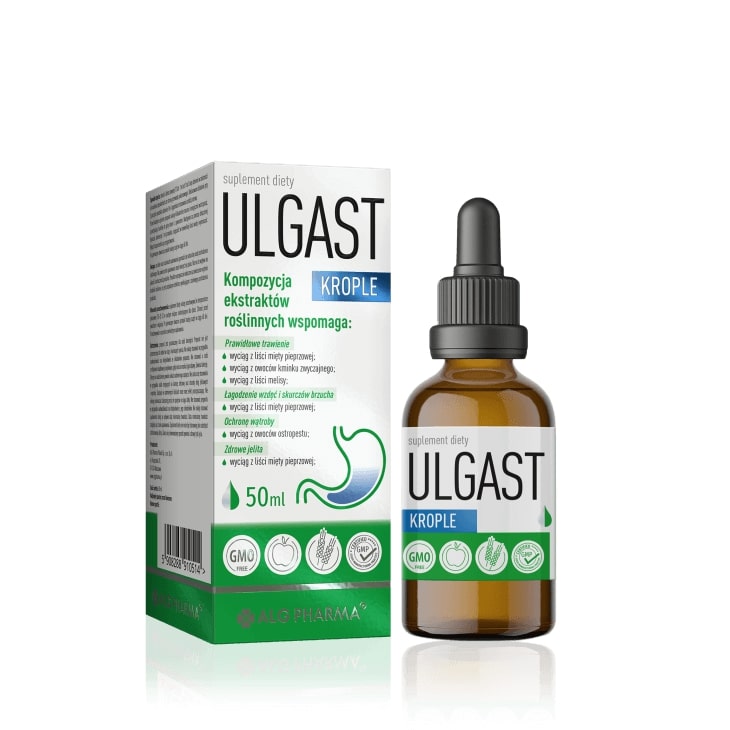 Ulgast, krople ze składnikami wspierającymi trawienie, 50 ml