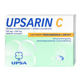 Upsarin C , tabletki musujące na ból i gorączkę różnego pochodzenia, 20 szt.