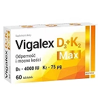 Vigalex D3 + K2 Max tabletki ze składnikami uzupełniającymi dietę w witaminę D i K, 60 szt.
