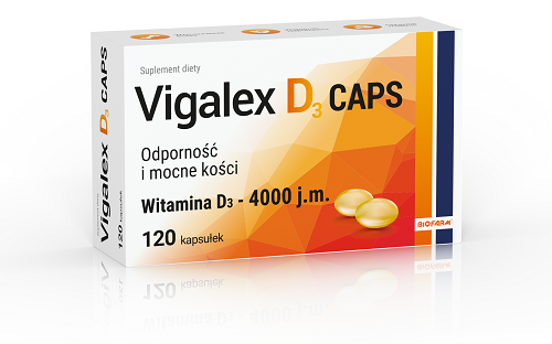 Vigalex D3 CAPS, kapsułki z witaminą D3 4000 j.m., 120 szt.