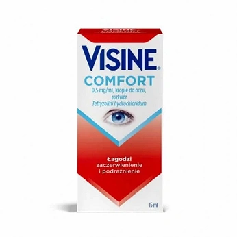 Visine Comfort, krople łagodzące zaczerwienienia i podrażnienia, 15 ml