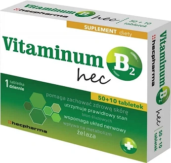 Vitaminum B2 Hec, tabletki ze składnikami uzupełniającymi dietę w witaminę B, 60 szt.