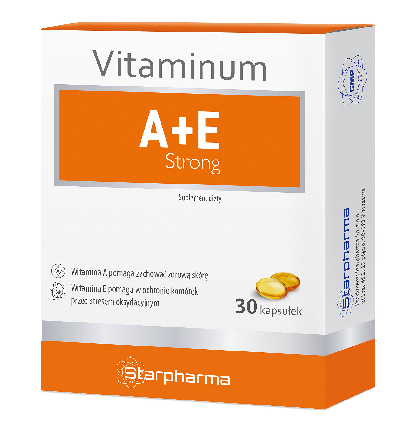 Vitaminum A+E Strong, kapsułki ze składnikami wspomagającymi zachować zdrową skórę, 30 szt.