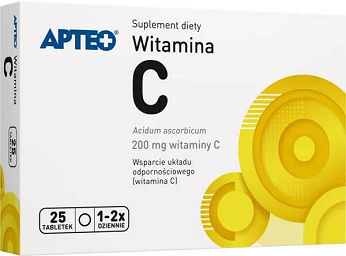 Witamina C 200 mg APTEO, tabletki ze składnikami wspomagającymi układ odpornościowy, 25 szt.