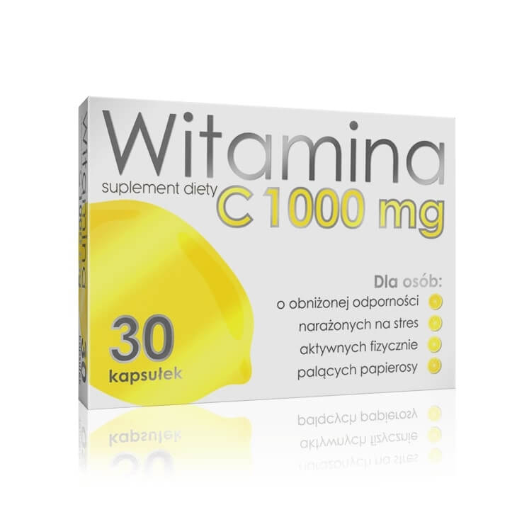 Witamina C 1000 mg , kapsułki ze składnikami dla osób o niskiej odporności i narażonych na stres, 30 szt.