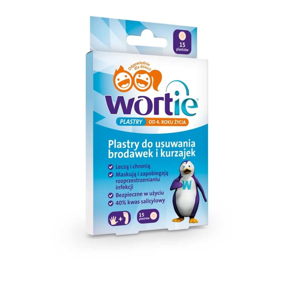 Wortie , plastry do usuwania brodawek i kurzajek, 15 szt.