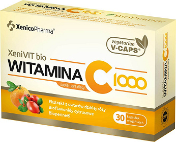 XeniVIT bio Witamina C 1000, kapsułki z ekstraktem z owoców dzikiej róży, 30 szt.